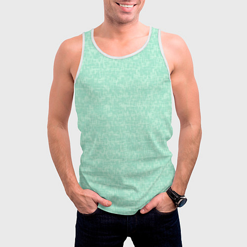 Мужская майка без рукавов Аквамарин однотонный текстурированный / 3D-Белый – фото 3