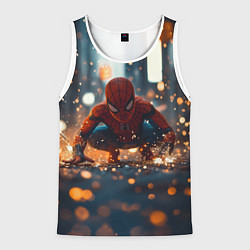 Майка-безрукавка мужская Человек паук и золотая пыльца, цвет: 3D-белый