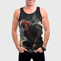 Майка-безрукавка мужская Человек-паук и поздняя ночь, цвет: 3D-черный — фото 2
