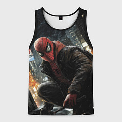 Майка-безрукавка мужская Человек-паук и поздняя ночь, цвет: 3D-черный