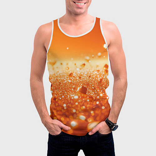 Мужская майка без рукавов Оранжевые блестящие частицы текстура / 3D-Белый – фото 3