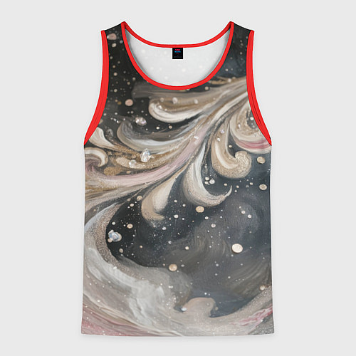 Мужская майка без рукавов Бежевый объемный узор / 3D-Красный – фото 1