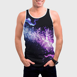 Майка-безрукавка мужская Фиолетово-синяя абстрактная волна, цвет: 3D-белый — фото 2
