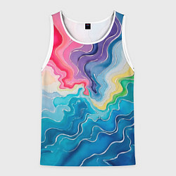 Майка-безрукавка мужская Абстрактные волны в мраморном стиле, цвет: 3D-белый