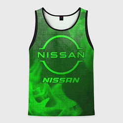 Майка-безрукавка мужская Nissan - green gradient, цвет: 3D-черный