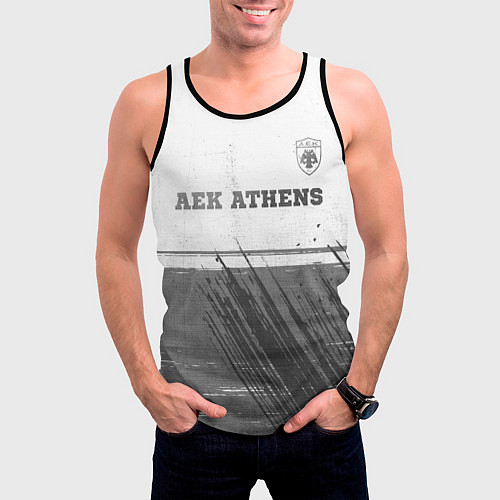 Мужская майка без рукавов AEK Athens - white gradient посередине / 3D-Черный – фото 3