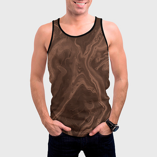 Мужская майка без рукавов Коричневый абстракция в точку / 3D-Черный – фото 3