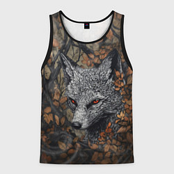 Майка-безрукавка мужская Хищный серый лис, цвет: 3D-черный