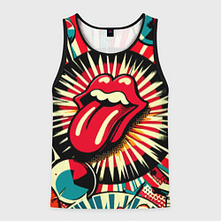 Майка-безрукавка мужская Logo of the Rolling Stones - pop art, цвет: 3D-черный