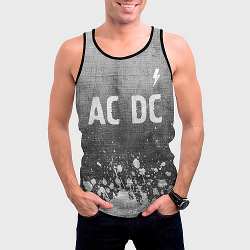 Мужская майка без рукавов AC DC - grey gradient посередине / 3D-Черный – фото 3