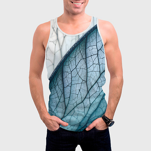 Мужская майка без рукавов Листья с прожилками / 3D-Белый – фото 3
