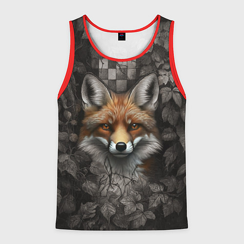 Мужская майка без рукавов Внимательный лис / 3D-Красный – фото 1