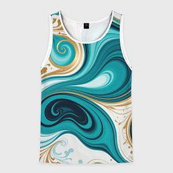 Майка-безрукавка мужская Бирюза и золото, цвет: 3D-белый
