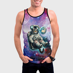 Майка-безрукавка мужская Brave cat in space - ai art, цвет: 3D-черный — фото 2
