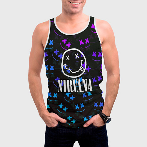 Мужская майка без рукавов Nirvana x marshmello neon / 3D-Белый – фото 3