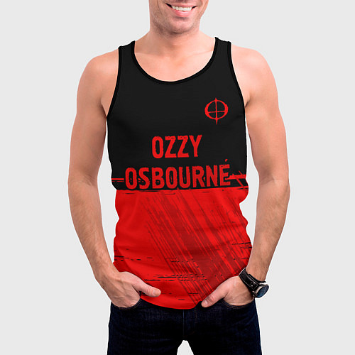 Мужская майка без рукавов Ozzy Osbourne - red gradient посередине / 3D-Черный – фото 3