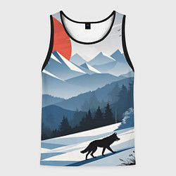 Майка-безрукавка мужская Лиса в горах, цвет: 3D-черный