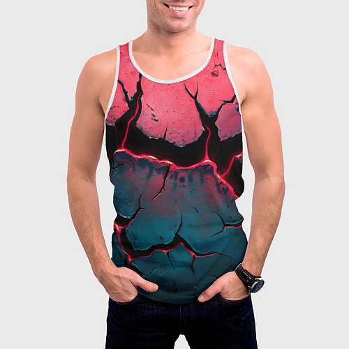 Мужская майка без рукавов Объемные разломы текстура / 3D-Белый – фото 3