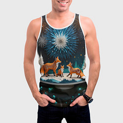 Майка-безрукавка мужская Семья из трех лисиц, цвет: 3D-белый — фото 2