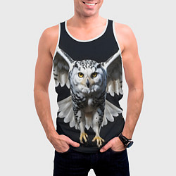 Майка-безрукавка мужская Белая сова на темном фоне, цвет: 3D-белый — фото 2