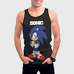 Майка-безрукавка мужская Sonic, цвет: 3D-черный — фото 2