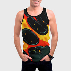 Майка-безрукавка мужская Оранжевые разломы текстура, цвет: 3D-черный — фото 2