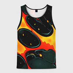 Майка-безрукавка мужская Оранжевые разломы текстура, цвет: 3D-черный