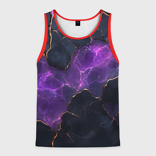 Мужская майка без рукавов Фиолетовый разлом с молниями / 3D-Красный – фото 1