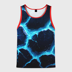 Майка-безрукавка мужская Голубая потертая текстура с разломом, цвет: 3D-красный