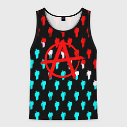 Майка-безрукавка мужская Анархия человечки паттерн, цвет: 3D-черный