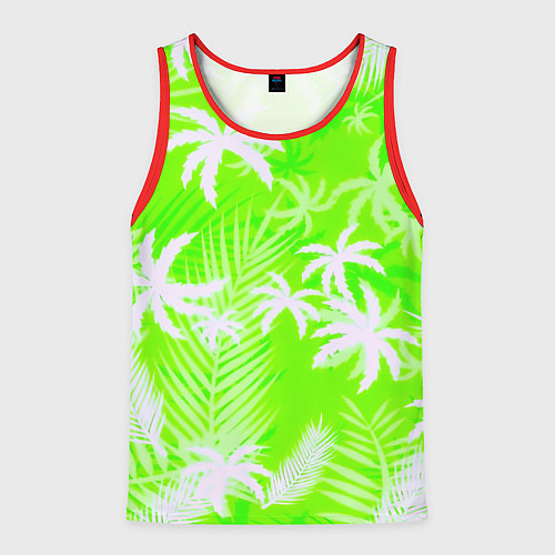 Мужская майка без рукавов Кислотные тропики / 3D-Красный – фото 1