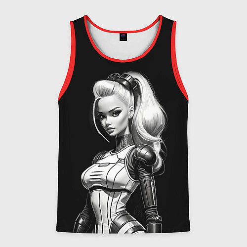 Мужская майка без рукавов Барби - киберпанк нейроарт / 3D-Красный – фото 1