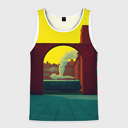 Майка-безрукавка мужская Арт с поездом, цвет: 3D-белый