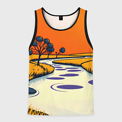 Майка-безрукавка мужская Арт с фантастическим пейзажем, цвет: 3D-черный