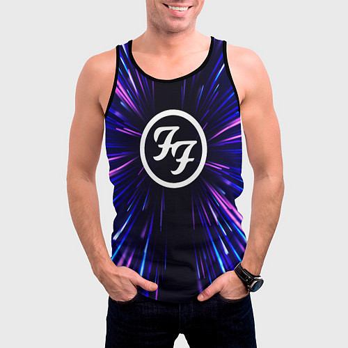 Мужская майка без рукавов Foo Fighters neon energy / 3D-Черный – фото 3