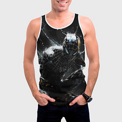 Майка-безрукавка мужская Человек-паук в черном костюме, цвет: 3D-белый — фото 2