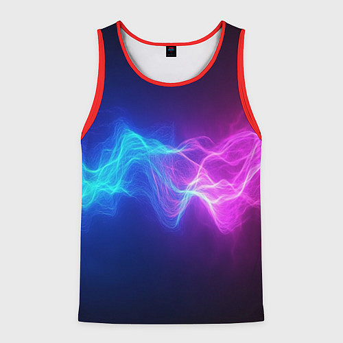 Мужская майка без рукавов Звуковая волна неоновый узор / 3D-Красный – фото 1