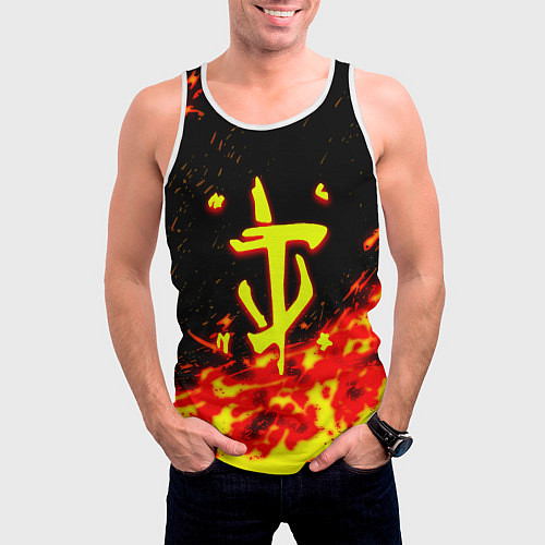 Мужская майка без рукавов Doom огненное лого / 3D-Белый – фото 3