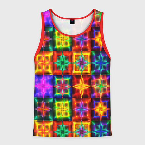 Мужская майка без рукавов Неоновое стекло абстракция / 3D-Красный – фото 1