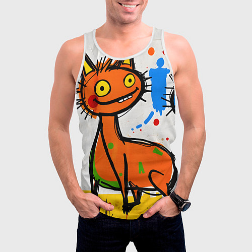Мужская майка без рукавов Смешные зверята / 3D-Белый – фото 3