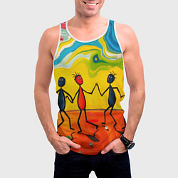 Майка-безрукавка мужская Дружба человечков, цвет: 3D-белый — фото 2