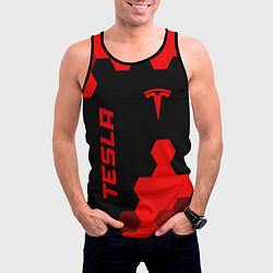 Майка-безрукавка мужская Tesla - red gradient вертикально, цвет: 3D-черный — фото 2