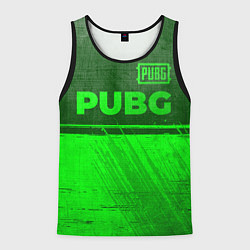 Майка-безрукавка мужская PUBG - green gradient посередине, цвет: 3D-черный