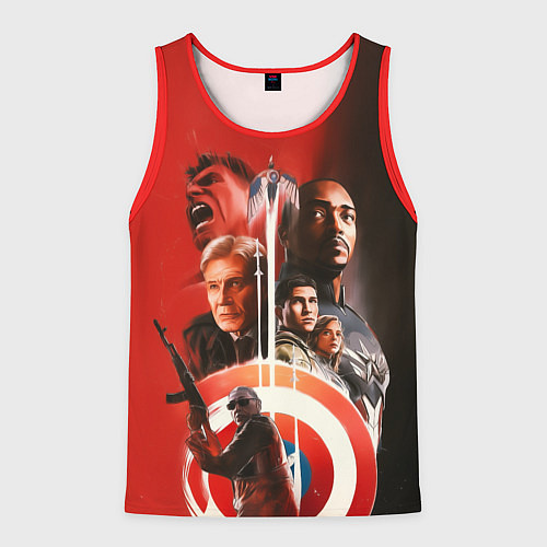 Мужская майка без рукавов Капитан Америка Новый мир / 3D-Красный – фото 1