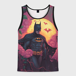Майка-безрукавка мужская Бэтмен и дерево с цветами, цвет: 3D-черный