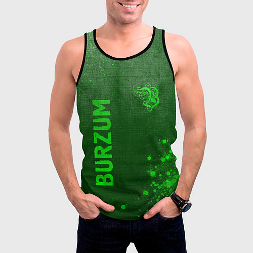 Мужская майка без рукавов Burzum - green gradient вертикально / 3D-Черный – фото 3