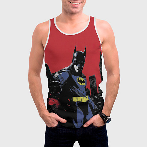 Мужская майка без рукавов Бэтмен показывает класс / 3D-Белый – фото 3