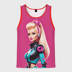 Майка-безрукавка мужская Кукла Барби - киберпанк, цвет: 3D-красный
