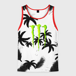 Майка-безрукавка мужская Monster energy пальмы, цвет: 3D-красный