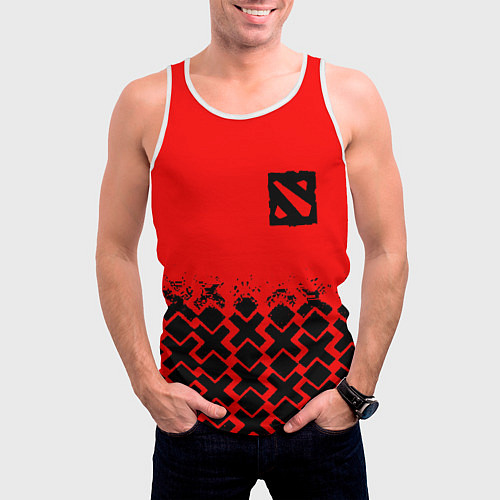 Мужская майка без рукавов Dota игровой паттерн / 3D-Белый – фото 3